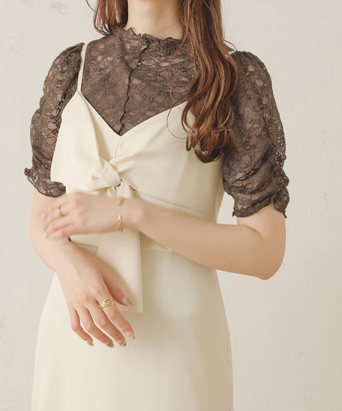 Ambre Neige（アンブルネージュ）の「シアーシャーリングレーストップス／【WEB/EC限定商品】（シャツ/ブラウス・レディース・アイボリー/ダークブラウン・FREE）」の17枚目の写真