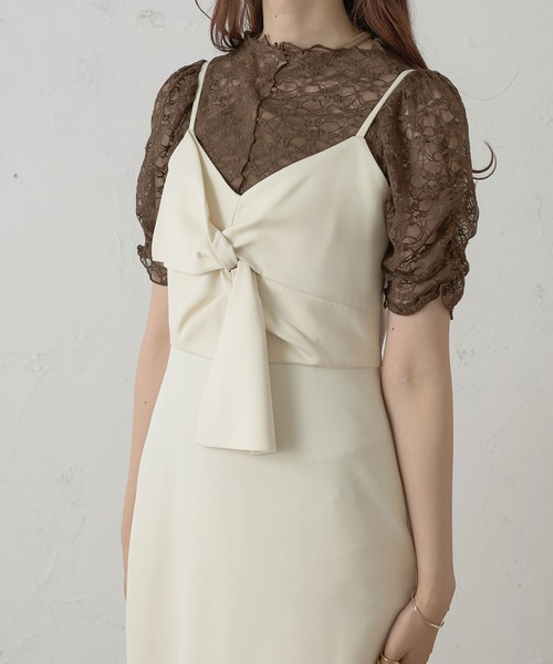 Ambre Neige（アンブルネージュ）の「シアーシャーリングレーストップス／【WEB/EC限定商品】（シャツ/ブラウス・レディース・アイボリー/ダークブラウン・FREE）」の14枚目の写真