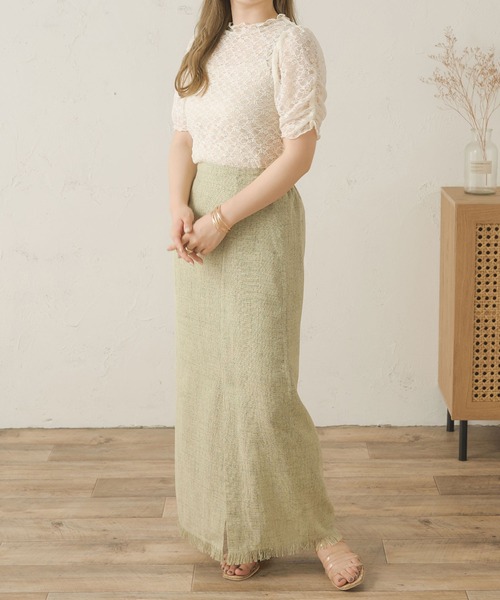 Ambre Neige（アンブルネージュ）の「シアーシャーリングレーストップス／【WEB/EC限定商品】（シャツ/ブラウス・レディース・アイボリー/ダークブラウン・FREE）」の15枚目の写真