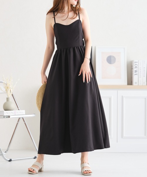 acro（アクロ）の「バックリボンフレアキャミワンピース/AC3418（ワンピース・レディース・ブラック/ピンク・ﾌﾘ-）」の2枚目の写真