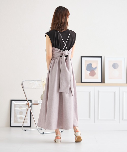 acro（アクロ）の「バックリボンフレアキャミワンピース/AC3418（ワンピース・レディース・ブラック/ピンク・ﾌﾘ-）」の5枚目の写真