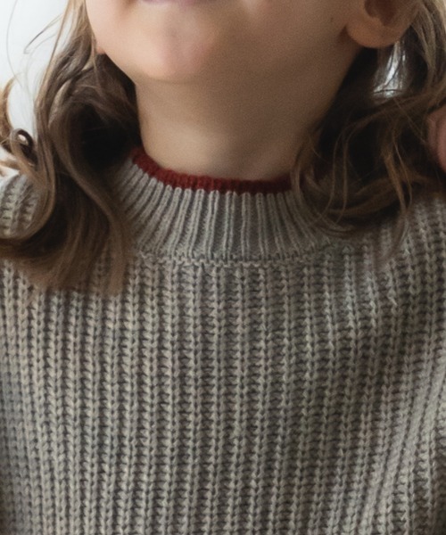 pairmanon（ペアマノン）の「【ママとおそろい】モックネック 袖切り替え ニット プルオーバー（ニット/セーター・キッズ・ブラウン/アイボリー/ベージュ・S/M/XS/L）」の10枚目の写真