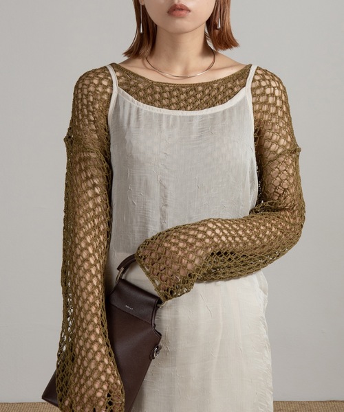 Amiur(エミレ)の「smooth mesh tops / スムースメッシュトップス(Tシャツ/カットソー・レディース・アイボリー/グリーン系その他/ブラック/ピンク・FREE)」の3枚目の写真