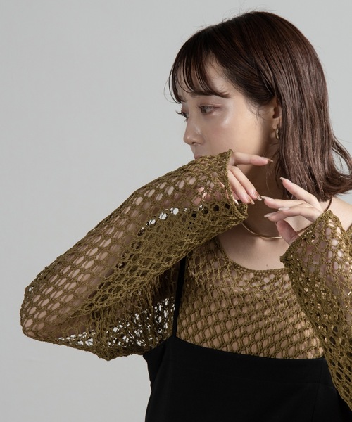 Amiur(エミレ)の「smooth mesh tops / スムースメッシュトップス(Tシャツ/カットソー・レディース・アイボリー/グリーン系その他/ブラック/ピンク・FREE)」の21枚目の写真
