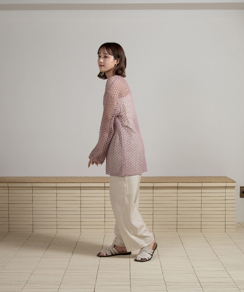 Amiur(エミレ)の「smooth mesh tops / スムースメッシュトップス(Tシャツ/カットソー・レディース・アイボリー/グリーン系その他/ブラック/ピンク・FREE)」の22枚目の写真