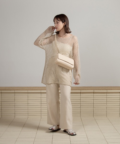 Amiur(エミレ)の「smooth mesh tops / スムースメッシュトップス(Tシャツ/カットソー・レディース・アイボリー/グリーン系その他/ブラック/ピンク・FREE)」の13枚目の写真