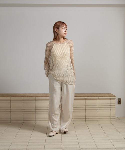 Amiur(エミレ)の「smooth mesh tops / スムースメッシュトップス(Tシャツ/カットソー・レディース・アイボリー/グリーン系その他/ブラック/ピンク・FREE)」の12枚目の写真