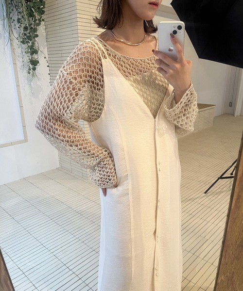 Amiur(エミレ)の「smooth mesh tops / スムースメッシュトップス(Tシャツ/カットソー・レディース・アイボリー/グリーン系その他/ブラック/ピンク・FREE)」の5枚目の写真