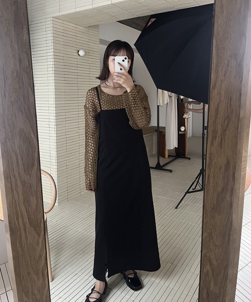 Amiur(エミレ)の「smooth mesh tops / スムースメッシュトップス(Tシャツ/カットソー・レディース・アイボリー/グリーン系その他/ブラック/ピンク・FREE)」の8枚目の写真