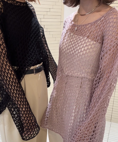 Amiur(エミレ)の「smooth mesh tops / スムースメッシュトップス(Tシャツ/カットソー・レディース・アイボリー/グリーン系その他/ブラック/ピンク・FREE)」の6枚目の写真