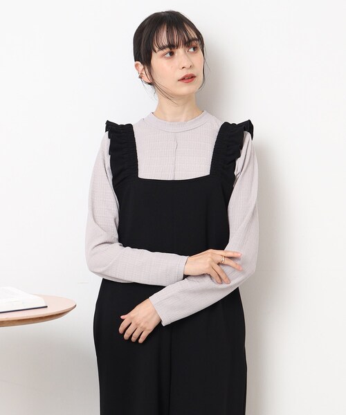 DRESKIP（ドレスキップ）の「◆3シーズン活躍！ しぼしぼハイネックトップス（Tシャツ/カットソー・レディース・オフホワイト/ブルー/ライトグレー/ブラック・02/04/03）」の15枚目の写真