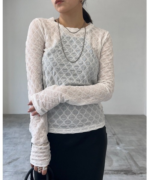 leimn(レイムン)の「レイヤードインナートップス(Tシャツ/カットソー・レディース・オフホワイト/ブラック/ブラウン・M)」の1枚目の写真