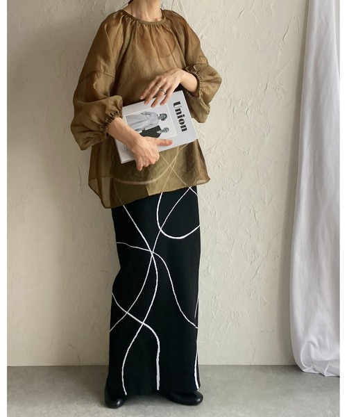 She's Closet(シーズクローゼット)の「前後2WAYボリューム袖パフスリーブオーガンジーシアーブラウス(シャツ/ブラウス・レディース・ブラック/グレイッシュベージュ/カーキブラウン/ピンク・FREE)」の16枚目の写真