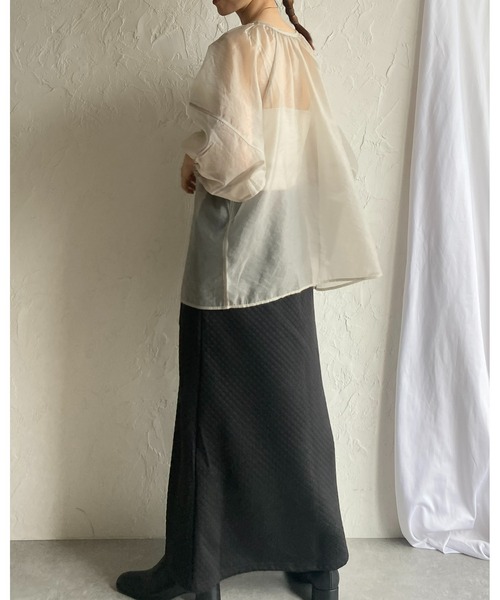 She's Closet(シーズクローゼット)の「前後2WAYボリューム袖パフスリーブオーガンジーシアーブラウス(シャツ/ブラウス・レディース・ブラック/グレイッシュベージュ/カーキブラウン/ピンク・FREE)」の21枚目の写真