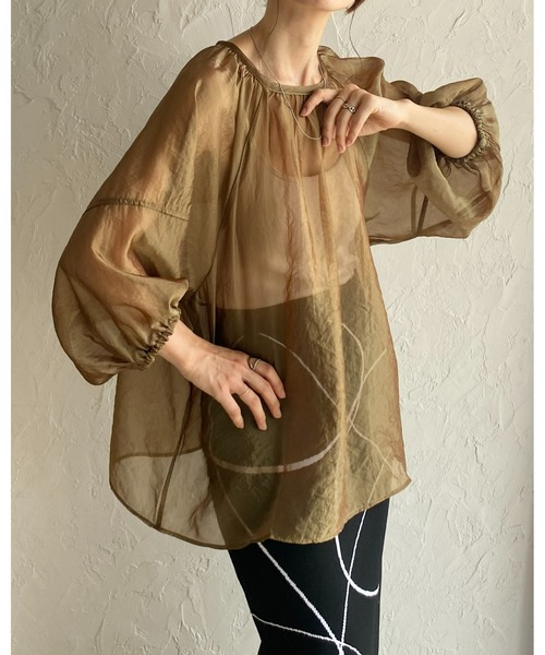 ohga サボン パフスリーブ シアーブラウス　 ホワイト 40%OFF】sheer puff blouse～ｼｱｰﾊﾟﾌﾌﾞﾗｳｽ | flower／フラワー