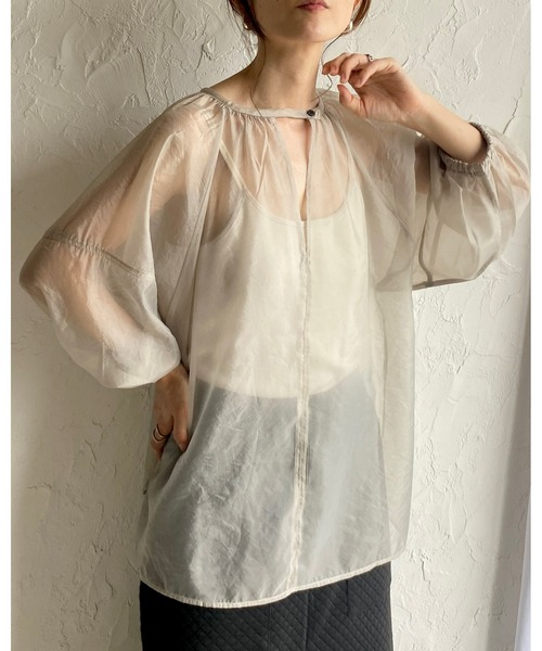 【美品】シーマリー パフスリーブ ブラウス シャツ　長袖　ボリューム袖　コットン dp-ec-nov06-1.jpg