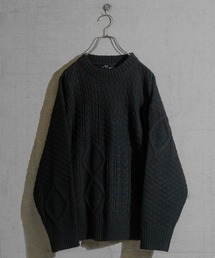 Naive magic | 【a】ケーブル編み オーバーサイズ パッチワークニット(ニット/セーター)