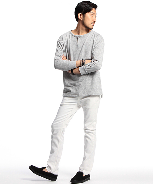 B:MING by BEAMS（ビーミングバイビームス）の「ビーミング by ビームス / ミニ裏毛ヘンリーネックT（スウェット・メンズ・オフホワイト/グレー・SMALL/MEDIUM/X-LARGE/LARGE）」の7枚目の写真