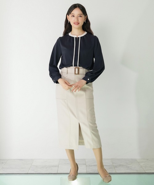 TRUDEA（トルディア）の「金具使い配色ブラウス（シャツ/ブラウス・レディース・チャコールグレー/ベージュ/ネイビー/ホワイト/ラベンダー・SMALL/MEDIUM/LARGE）」の17枚目の写真