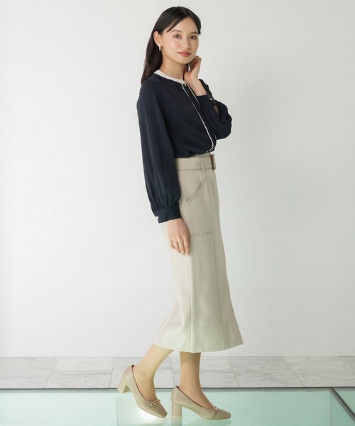 TRUDEA（トルディア）の「金具使い配色ブラウス（シャツ/ブラウス・レディース・チャコールグレー/ベージュ/ネイビー/ホワイト/ラベンダー・SMALL/MEDIUM/LARGE）」の19枚目の写真