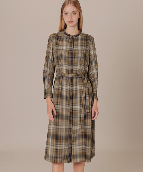 MACKINTOSH LONDON(マッキントッシュ ロンドン)の「オンブレーチェックウールワンピース(ワンピース・レディース・ベージュ系その他・38/40)」の1枚目の写真