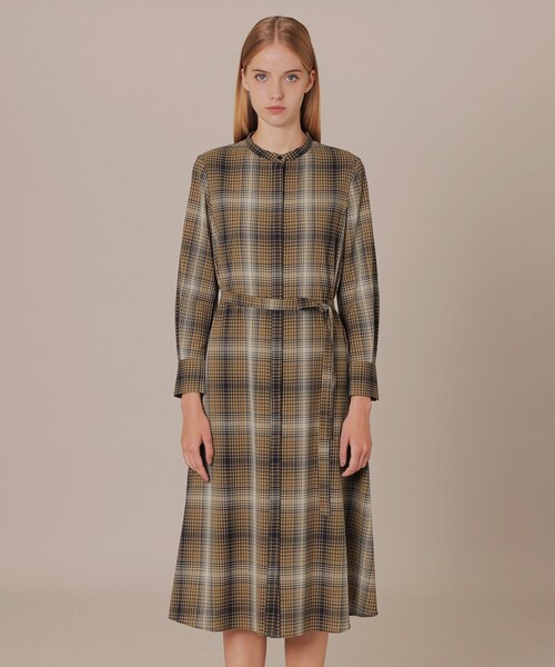 MACKINTOSH LONDON(マッキントッシュ ロンドン)の「オンブレーチェックウールワンピース(ワンピース・レディース・ベージュ系その他・38/40)」の5枚目の写真