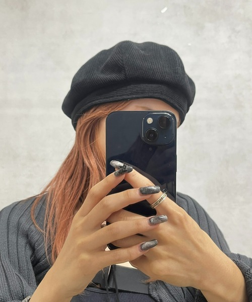 WHO'S WHO gallery（フーズフーギャラリー）の「コーデュロイベレー（ハンチング/ベレー帽・レディース・ブラック/ベージュ・FREE）」の4枚目の写真