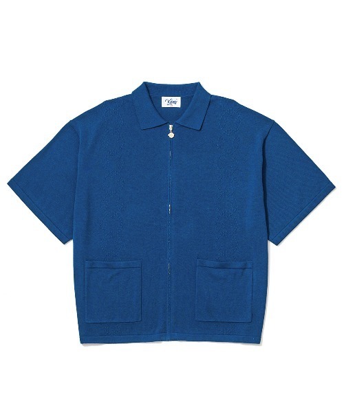 keboz ケボズ　ニットポロシャツ　ジャガード KEBOZ（ケボズ）の「JACQUARD STRIPE KNIT POLO（ポロシャツ