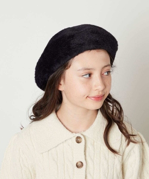 a.v.v（アーヴェヴェ）の「[KIDS]シャギーべレー帽（ハンチング/ベレー帽・キッズ・ベージュ/ライトピンク/ブラック・ONESIZE）」の2枚目の写真