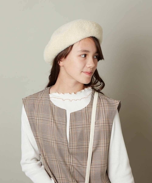 a.v.v（アーヴェヴェ）の「[KIDS]シャギーべレー帽（ハンチング/ベレー帽・キッズ・ベージュ/ライトピンク/ブラック・ONESIZE）」の5枚目の写真