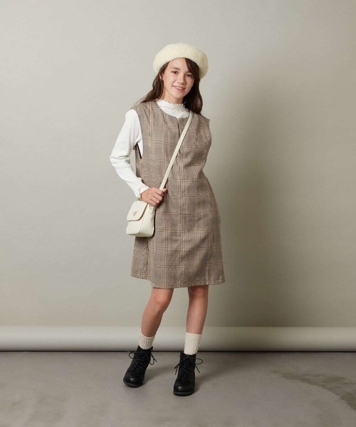 a.v.v（アーヴェヴェ）の「[KIDS]シャギーべレー帽（ハンチング/ベレー帽・キッズ・ベージュ/ライトピンク/ブラック・ONESIZE）」の8枚目の写真