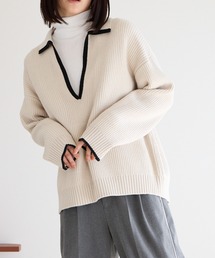 LOWRYS FARM | スキッパーニットロングスリーブ　968915(ニット/セーター)