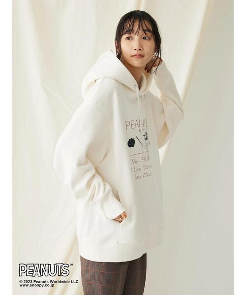CRAFT STANDARD BOUTIQUE(クラフトスタンダードブティック)の「PEANUTS裏起毛スウェットパーカー(Tシャツ/カットソー・レディース・アイボリー/チャコールグレー・M/L)」の3枚目の写真