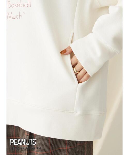 CRAFT STANDARD BOUTIQUE(クラフトスタンダードブティック)の「PEANUTS裏起毛スウェットパーカー(Tシャツ/カットソー・レディース・アイボリー/チャコールグレー・M/L)」の6枚目の写真