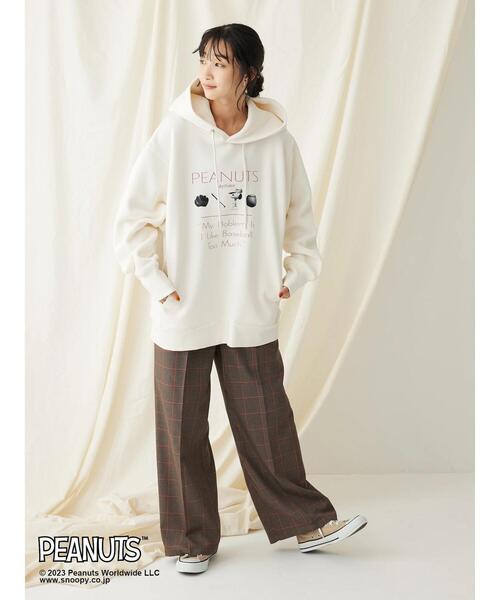 CRAFT STANDARD BOUTIQUE(クラフトスタンダードブティック)の「PEANUTS裏起毛スウェットパーカー(Tシャツ/カットソー・レディース・アイボリー/チャコールグレー・M/L)」の8枚目の写真