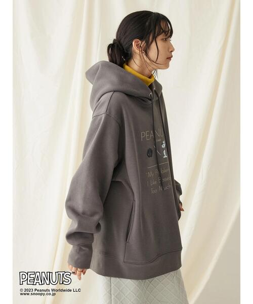 CRAFT STANDARD BOUTIQUE(クラフトスタンダードブティック)の「PEANUTS裏起毛スウェットパーカー(Tシャツ/カットソー・レディース・アイボリー/チャコールグレー・M/L)」の18枚目の写真