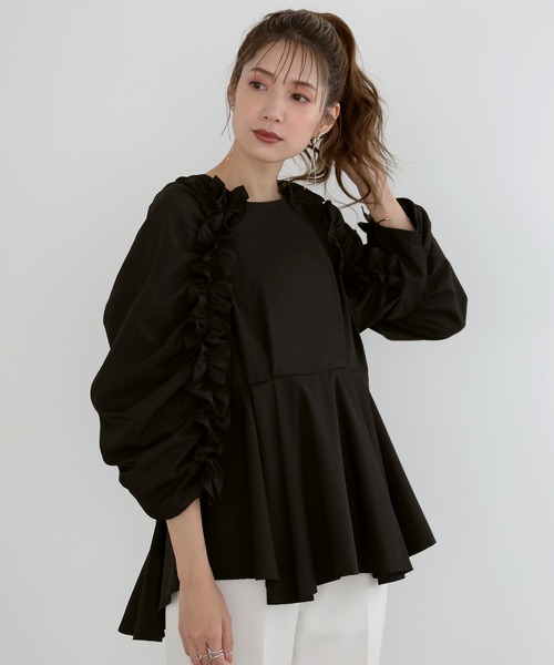 【新品未使用品】Meraki メラキ　ペプラムシアーブラウス 黒　Black ペプラムシアーブラウス（シャツ/ブラウス）｜MERAKI（メラキ