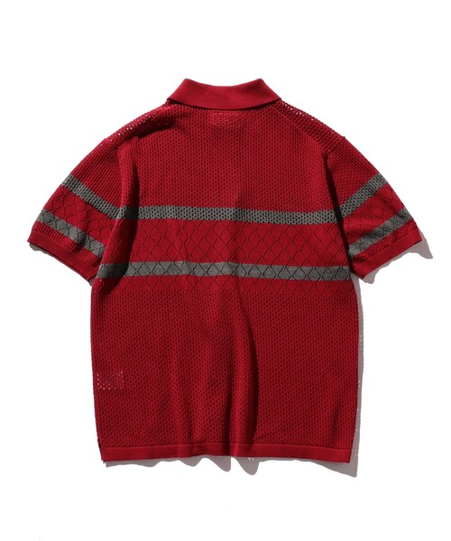 BEAMS MEN｜BEAMS PLUS｜ストライプ メッシュ ニット ポロシャツ