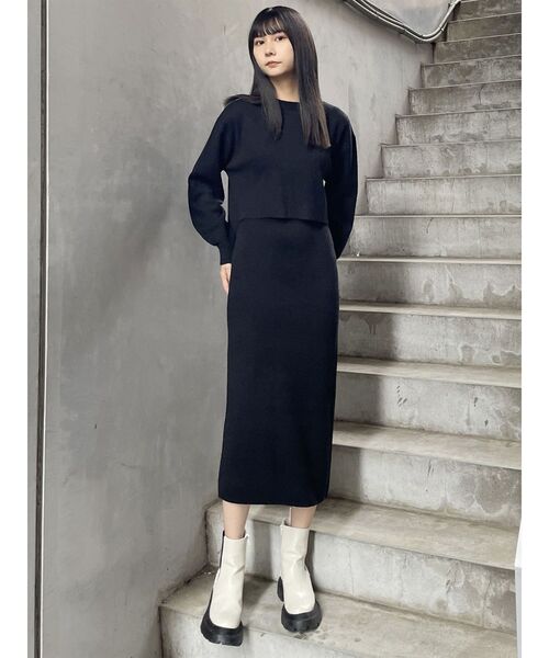 MURUA（ムルーア）の「ループヤーンボトルネックトップス（ニット/セーター・レディース・ブラック/グレー/ブルー/ダークオレンジ・FREE）」の10枚目の写真