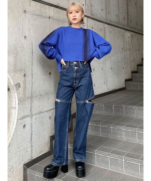 MURUA（ムルーア）の「ループヤーンボトルネックトップス（ニット/セーター・レディース・ブラック/グレー/ブルー/ダークオレンジ・FREE）」の13枚目の写真