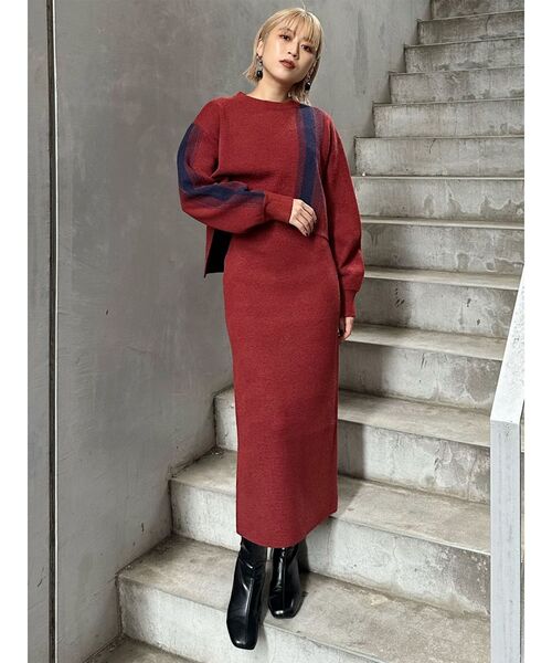 MURUA（ムルーア）の「ループヤーンボトルネックトップス（ニット/セーター・レディース・ブラック/グレー/ブルー/ダークオレンジ・FREE）」の8枚目の写真