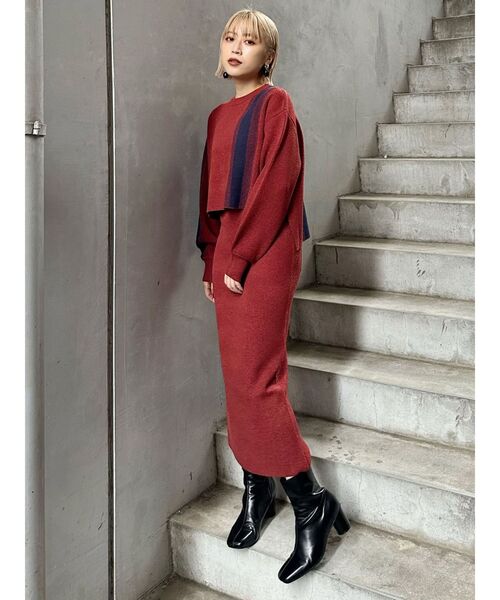 MURUA（ムルーア）の「ループヤーンボトルネックトップス（ニット/セーター・レディース・ブラック/グレー/ブルー/ダークオレンジ・FREE）」の16枚目の写真