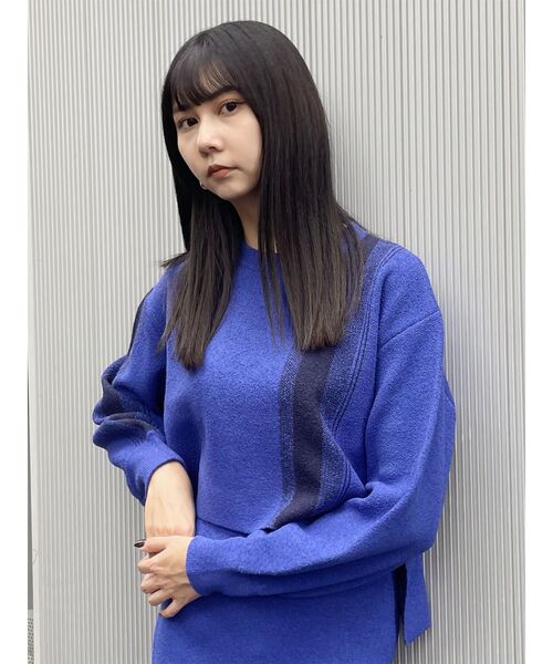 MURUA（ムルーア）の「ループヤーンボトルネックトップス（ニット/セーター・レディース・ブラック/グレー/ブルー/ダークオレンジ・FREE）」の12枚目の写真