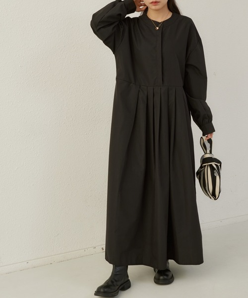 MAISON DE THERESE(メゾン ド テレーズ)の「ハーフボタン ボリュウームワンピース シャツワンピース(シャツワンピース・レディース・ブラック/ベージュ/グレー/ブラウン・L/M/S)」の7枚目の写真