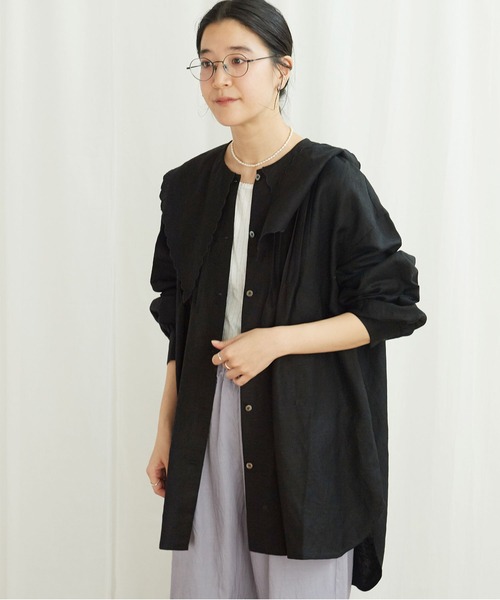 fig London(フィグロンドン)の「petit blouse(シャツ/ブラウス・レディース・ブラック/ホワイト・FREE)」の4枚目の写真