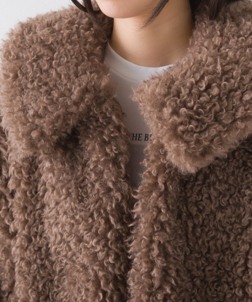 OMNES(オムネス)の「プードル衿付きファージャケット(その他アウター・レディース・ブラック/アイボリー/モカ・FREE)」の4枚目の写真