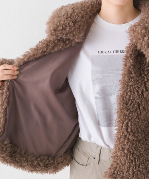 OMNES(オムネス)の「プードル衿付きファージャケット(その他アウター・レディース・ブラック/アイボリー/モカ・FREE)」の9枚目の写真