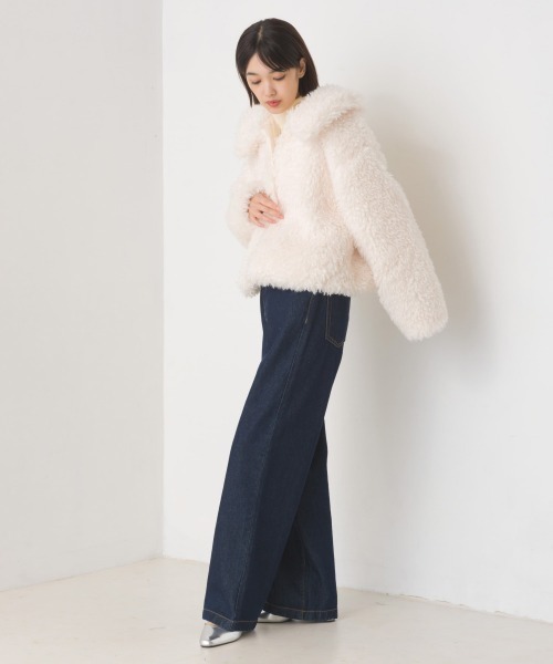 OMNES(オムネス)の「プードル衿付きファージャケット(その他アウター・レディース・ブラック/アイボリー/モカ・FREE)」の13枚目の写真