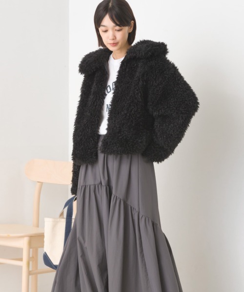 OMNES(オムネス)の「プードル衿付きファージャケット(その他アウター・レディース・ブラック/アイボリー/モカ・FREE)」の19枚目の写真