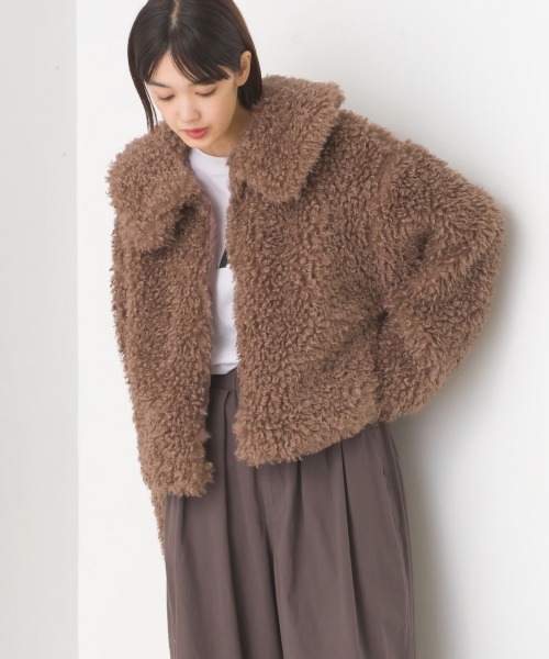 OMNES(オムネス)の「プードル衿付きファージャケット(その他アウター・レディース・ブラック/アイボリー/モカ・FREE)」の20枚目の写真